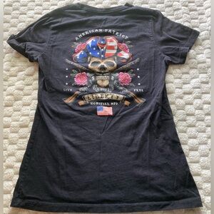 Howitzer American Patriot Skull Graphic Tee - Black with Red, White & Blue
